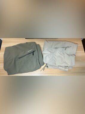 Mocoly 2 pack Olive & Sage Utility Capri Joggers - Drawstring Waist